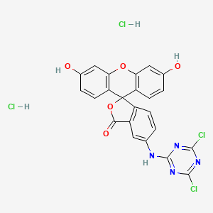 Spiro(isobenzofuran-1(3H),9'-(9H)xanthen)-3-one, 5-((4,6-dichloro-1,3,5-triazin-2-yl)amino)-3',6'-dihydroxy-, dihydrochloride