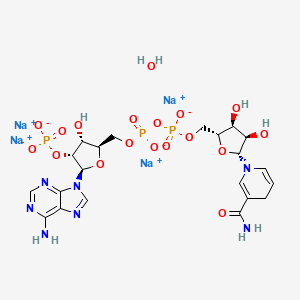 molecular formula C21H28N7Na4O18P3 B8022236 tetrasodium;[(2R,3R,4R,5R)-2-(6-aminopurin-9-yl)-5-[[[[(2R,3S,4R,5R)-5-(3-carbamoyl-4H-pyridin-1-yl)-3,4-dihydroxyoxolan-2-yl]methoxy-oxidophosphoryl]oxy-oxidophosphoryl]oxymethyl]-4-hydroxyoxolan-3-yl] phosphate;hydrate 