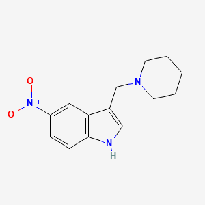 molecular formula C14H17N3O2 B8022434 Indole, 5-nitro-3-(piperidinomethyl)- CAS No. 3414-69-5