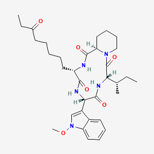 molecular formula C33H47N5O6 B8022527 Cyclo[(2S)-2-amino-8-oxodecanoyl-1-methoxy-L-tryptophyl-L-isoleucyl-(2R)-2-piperidinexcarbonyl] 
