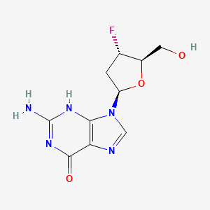 molecular formula C10H12FN5O3 B8022674 2-amino-9-[(2R,4S,5R)-4-fluoro-5-(hydroxymethyl)oxolan-2-yl]-3H-purin-6-one 