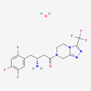 molecular formula C16H17F6N5O2 B8022744 (3R)-3-amino-1-[3-(trifluoromethyl)-6,8-dihydro-5H-[1,2,4]triazolo[4,3-a]pyrazin-7-yl]-4-(2,4,5-trifluorophenyl)butan-1-one;hydrate 