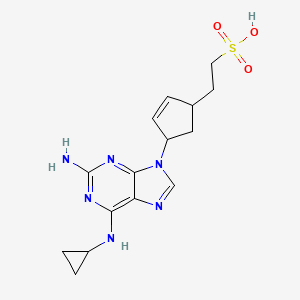 molecular formula C15H20N6O3S B8022757 2-[4-[2-Amino-6-(cyclopropylamino)purin-9-yl]cyclopent-2-en-1-yl]ethanesulfonic acid 