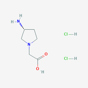 molecular formula C6H14Cl2N2O2 B8023137 (R)-(3-Amino-pyrrolidin-1-yl)-acetic acid dihydrochloride 