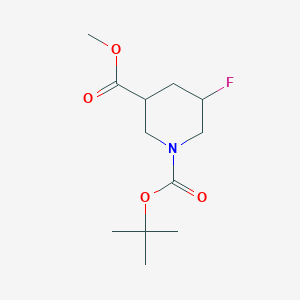 molecular formula C12H20FNO4 B8023300 1-叔丁基-3-甲基-5-氟哌啶-1,3-二甲酸酯 