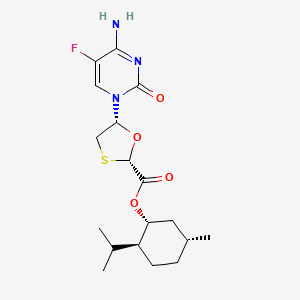 molecular formula C18H26FN3O4S B8023387 [(1R,2S,5R)-5-methyl-2-propan-2-ylcyclohexyl] (2S,5R)-5-(4-amino-5-fluoro-2-oxopyrimidin-1-yl)-1,3-oxathiolane-2-carboxylate 