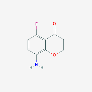 molecular formula C9H8FNO2 B8023414 8-Amino-5-fluorochroman-4-one 