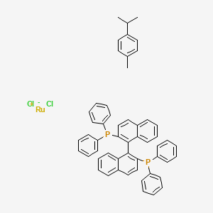 molecular formula C54H46Cl2P2Ru B8023623 Chlororuthenium(1+);[1-(2-diphenylphosphanylnaphthalen-1-yl)naphthalen-2-yl]-diphenylphosphane;1-methyl-4-propan-2-ylbenzene;chloride 