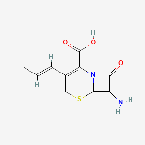 molecular formula C10H12N2O3S B8023658 7-氨基-8-氧代-3-[(E)-丙-1-烯基]-5-硫杂-1-氮杂双环[4.2.0]辛-2-烯-2-羧酸 