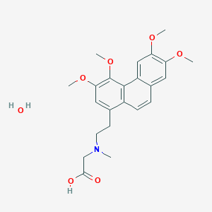 molecular formula C23H29NO7 B8023866 2-(Methyl(2-(3,4,6,7-tetramethoxyphenanthren-1-yl)ethyl)amino)acetic acid hydrate 