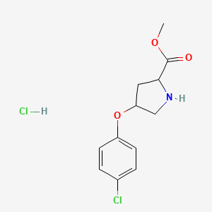 molecular formula C12H15Cl2NO3 B8023917 Methyl 4-(4-chlorophenoxy)pyrrolidine-2-carboxylate hydrochloride 