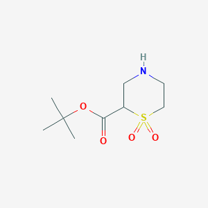 molecular formula C9H17NO4S B8023989 tert-Butylthiomorpholine-2-carboxylate1,1-dioxide 