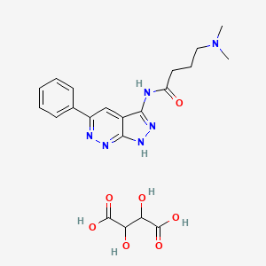 molecular formula C21H26N6O7 B8024054 4-Dimethylamino-N-(5-phenyl-1H-pyrazolo[3,4-c]-pyridazin-3-yl)-butyramide tartaric acid salt 