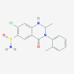 molecular formula C16H16ClN3O2S B8024076 7-Chloro-2-methyl-3-(2-methylphenyl)-4-oxo-1,2-dihydroquinazoline-6-sulfinamide 