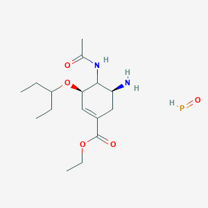 molecular formula C16H29N2O5P B8024118 ethyl (3R,5S)-4-acetamido-5-amino-3-pentan-3-yloxycyclohexene-1-carboxylate;oxophosphane 