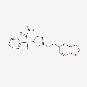 molecular formula C23H28N2O2 B8024137 2-[1-[2-(2,3-Dihydro-1-benzofuran-5-yl)ethyl]pyrrolidin-3-yl]-2-phenylpropanamide 