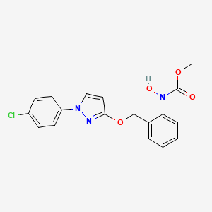 molecular formula C18H16ClN3O4 B8024235 Methyl 2-((1-(4-chlorophenyl)-1h-pyrazol-3-yloxy)methyl)phenyl(hydroxy)carbamate CAS No. 220897-76-7