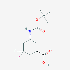 molecular formula C12H19F2NO4 B8024279 (1S,5R)-5-((tert-Butoxycarbonyl)amino)-3,3-difluorocyclohexanecarboxylic acid 