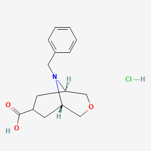 molecular formula C15H20ClNO3 B8024285 (1S,5R)-9-benzyl-3-oxa-9-azabicyclo[3.3.1]nonane-7-carboxylic acid;hydrochloride 