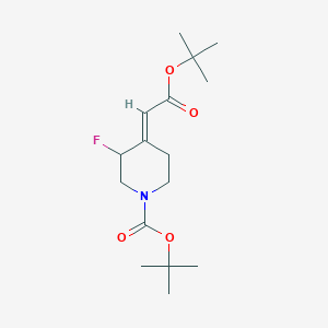 molecular formula C16H26FNO4 B8024288 Tert-butyl 4-(2-tert-butoxy-2-oxoethylidene)-3-fluoropiperidine-1-carboxylate 