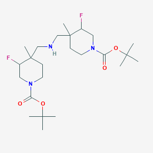 molecular formula C24H43F2N3O4 B8024339 di-tert-butyl 4,4'-Azanediylbis(methylene)bis(3-fluoro-4-methylpiperidine-1-carboxylate) 
