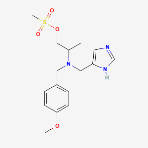 molecular formula C16H23N3O4S B8024370 2-(((1H-Imidazol-4-yl)methyl)(4-methoxybenzyl)amino)propyl methanesulfonate 