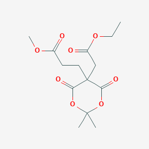 molecular formula C14H20O8 B8024371 Methyl 3-(5-(2-ethoxy-2-oxoethyl)-2,2-dimethyl-4,6-dioxo-1,3-dioxan-5-yl)propanoate 