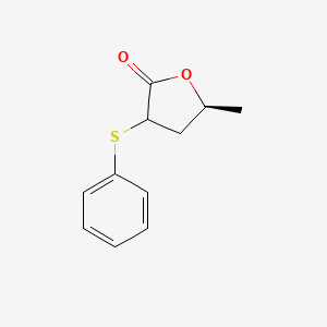 molecular formula C11H12O2S B8024392 5(S)-5-Methyl-2-(phenylthio)-dihydrofuran-2(3H)-one 