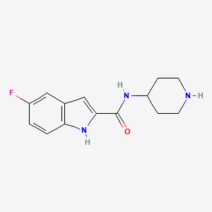molecular formula C14H16FN3O B8024425 5-Fluoro-N-piperidin-4-yl-1H-indole-2-carboxamide 
