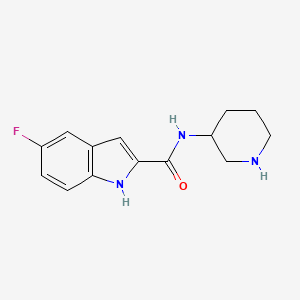 molecular formula C14H16FN3O B8024433 5-Fluoro-N-piperidin-3-yl-1H-indole-2-carboxamide 
