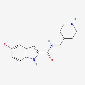 molecular formula C15H18FN3O B8024436 5-Fluoro-N-(piperidin-4-ylmethyl)-1H-indole-2-carboxamide 