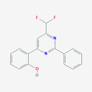 molecular formula C17H12F2N2O B8024471 2-(6-Difluoromethyl-2-phenylpyrimidine-4-YL)phenol 