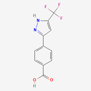 molecular formula C11H7F3N2O2 B8024477 4-[3-(Trifluoromethyl)-1H-pyrazol-5-yl]benzoic acid 