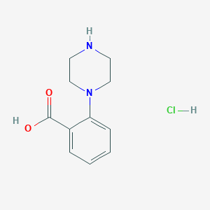 molecular formula C11H15ClN2O2 B8024494 2-(Piperazin-1-YL)benzoic acid hydrochloride 
