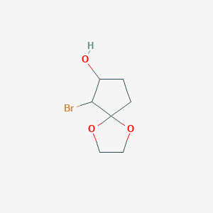 molecular formula C7H11BrO3 B8024585 6-Bromo-1,4-dioxaspiro[4.4]nonan-7-ol 
