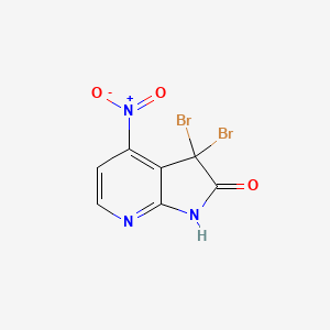 molecular formula C7H3Br2N3O3 B8024687 3,3-Dibromo-4-nitro-1H-pyrrolo[2,3-b]pyridin-2(3H)-one 