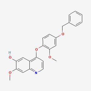 molecular formula C24H21NO5 B8024833 4-(4-(Benzyloxy)-2-methoxyphenoxy)-7-methoxyquinolin-6-ol 