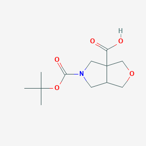 molecular formula C12H19NO5 B8024917 5-[(tert-butoxy)carbonyl]-hexahydro-1H-furo[3,4-c]pyrrole-3a-carboxylic acid 