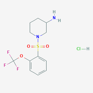 molecular formula C12H16ClF3N2O3S B8024926 1-[2-(Trifluoromethoxy)benzenesulfonyl]piperidin-3-amine hydrochloride 