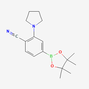 molecular formula C17H23BN2O2 B8025080 4-Cyano-2-pyrrolidinophenylboronic acid pinacol ester 