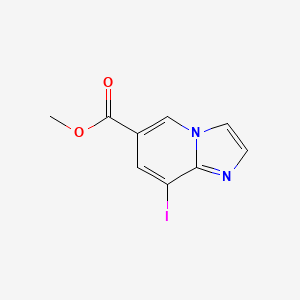 molecular formula C9H7IN2O2 B8025249 8-Iodo-imidazo[1,2-a]pyridine-6-carboxylic acid methyl ester 