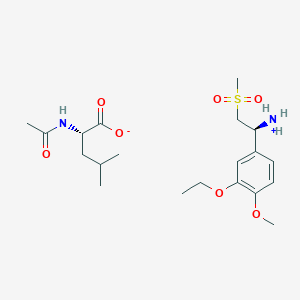 molecular formula C20H34N2O7S B8025259 (1S)-1-(3-ethoxy-4-methoxyphenyl)-2-methanesulfonylethan-1-aminium (2S)-2-acetamido-4-methylpentanoate 