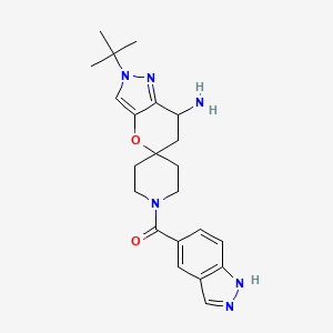 molecular formula C22H28N6O2 B8025262 6'-tert-butyl-1-[(1H-indazol-5-yl)carbonyl]-3',4'-dihydrospiro[piperidine-4,2'-pyrano[3,2-c]pyrazole]-4'-amine CAS No. 1353011-96-7