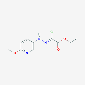 molecular formula C10H12ClN3O3 B8025328 Ethyl (2Z)-2-Chloro-2-[2-(6-methoxypyridin-3-yl)hydrazin-1-ylidene]acetate 