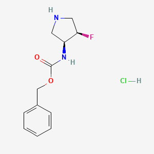 molecular formula C12H16ClFN2O2 B8025371 cis-3-(Cbz-amino)-4-fluoro-pyrrolidine hcl 
