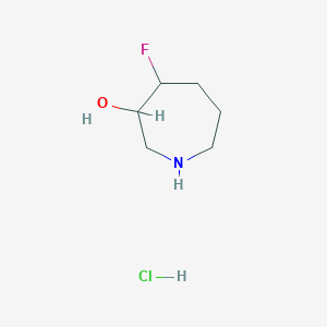 molecular formula C6H13ClFNO B8025375 4-Fluoroazepan-3-ol hydrochloride 