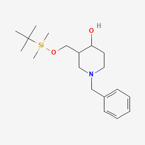molecular formula C19H33NO2Si B8025462 1-Benzyl-3-((tert-butyldimethylsilyloxy)methyl)piperidin-4-ol 