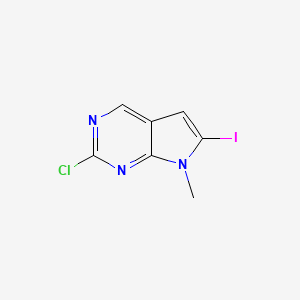 molecular formula C7H5ClIN3 B8025573 2-Chloro-6-iodo-7-methyl-7H-pyrrolo[2,3-d]pyrimidine 