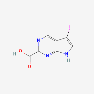 molecular formula C7H4IN3O2 B8025577 5-Iodo-7H-pyrrolo[2,3-d]pyrimidine-2-carboxylic acid 