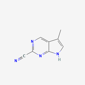 molecular formula C8H6N4 B8025585 5-Methyl-7H-pyrrolo[2,3-d]pyrimidine-2-carbonitrile 